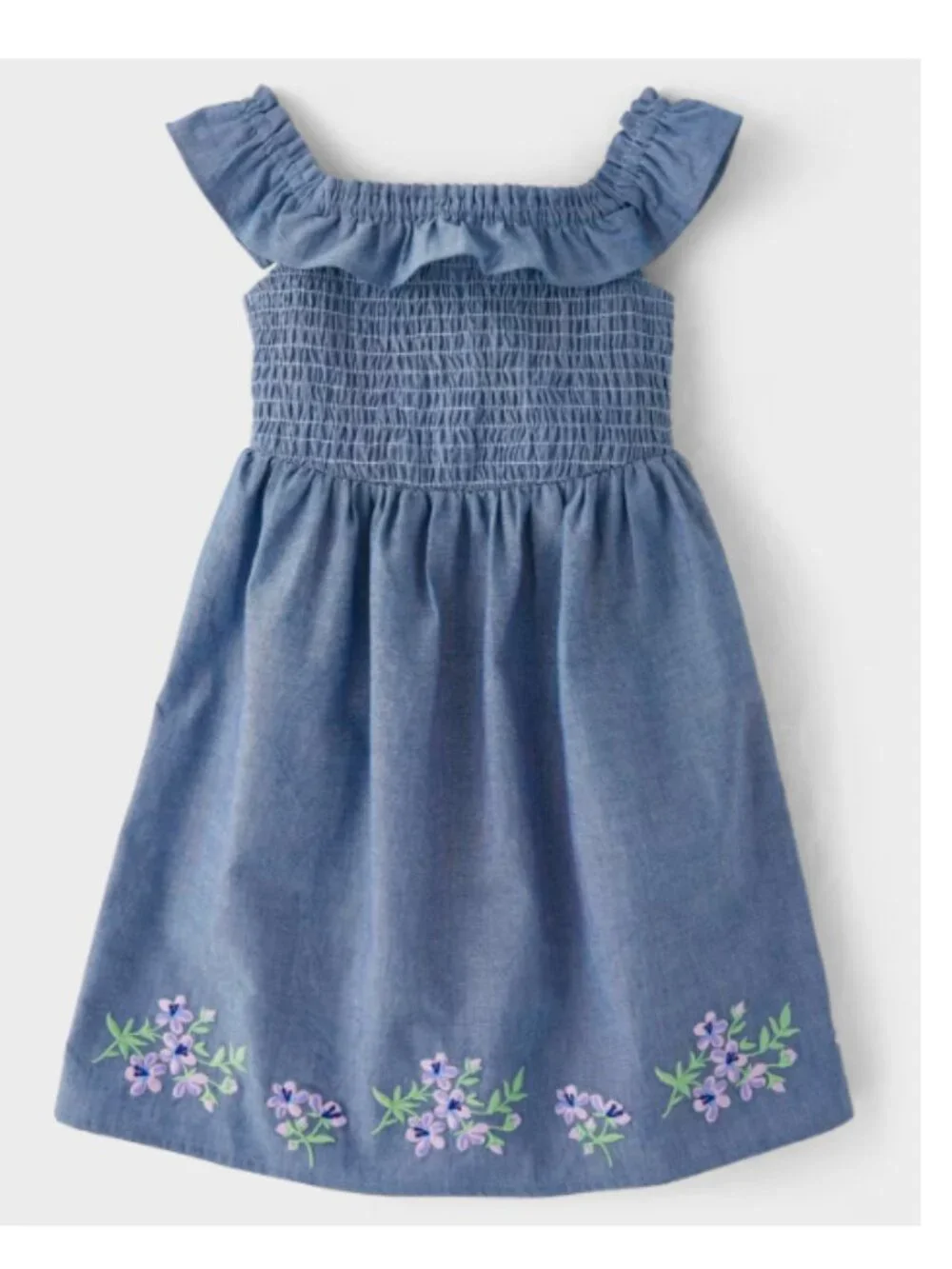 NWT Homegrown by Gymboree Newborn Floral Chambray Smocked Dress Up to 7 lbs